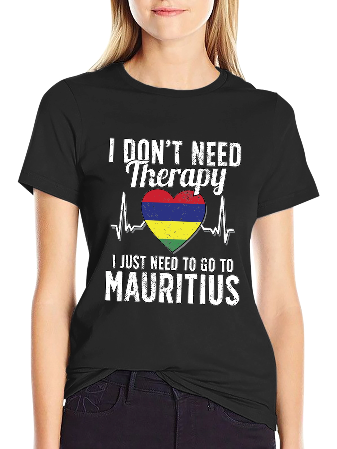 Mauritius Therapy T-Shirt: Heartbeat Flag Tee