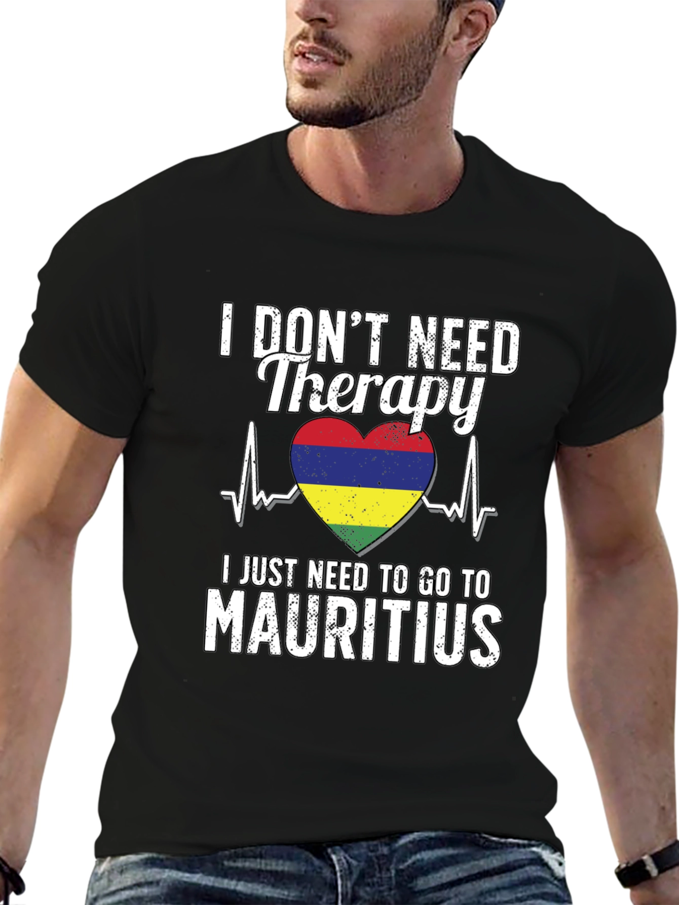 Mauritius Therapy T-Shirt: Heartbeat Flag Tee