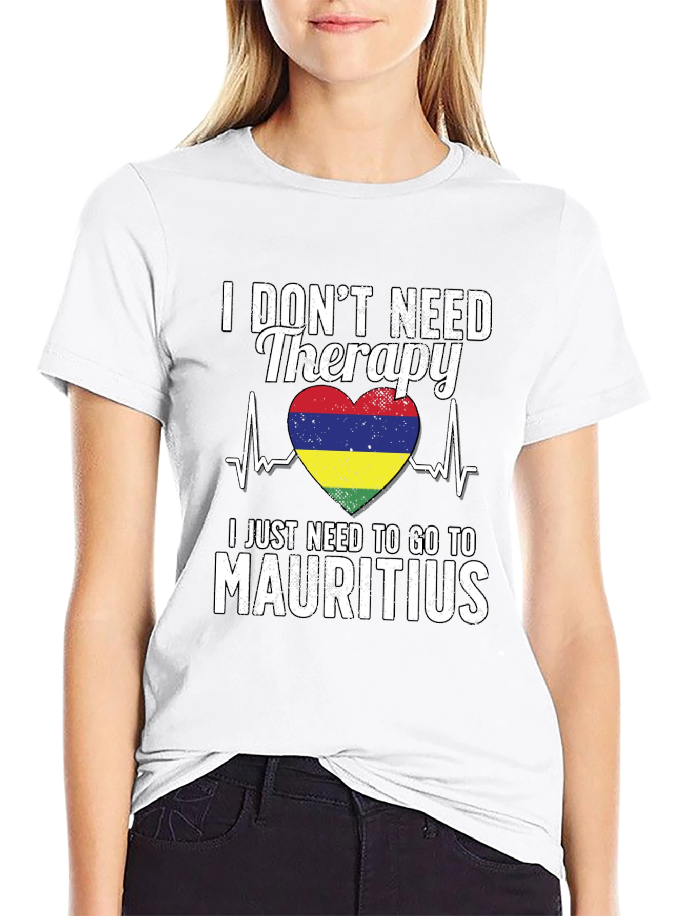 Mauritius Therapy T-Shirt: Heartbeat Flag Tee