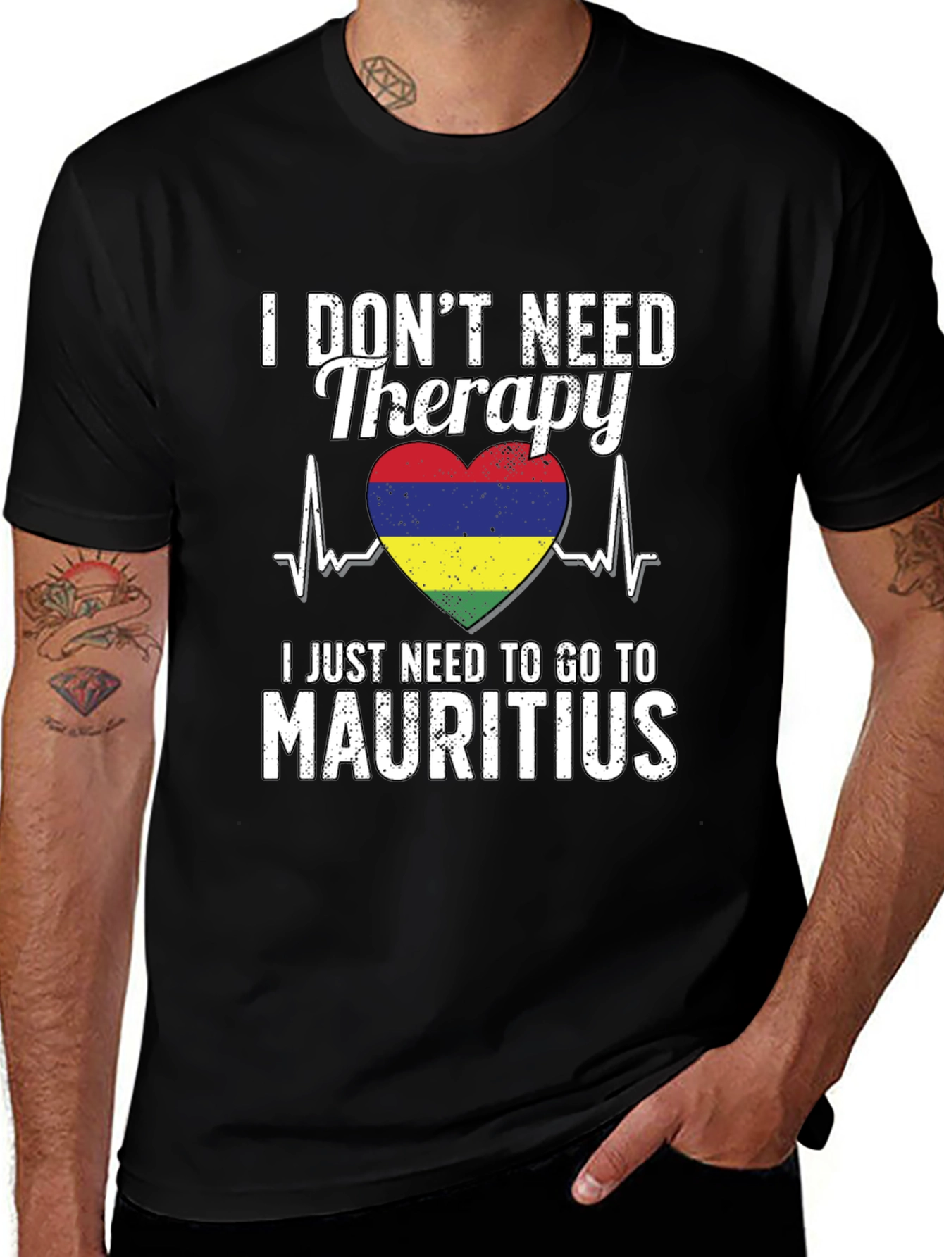 Mauritius Therapy T-Shirt: Heartbeat Flag Tee