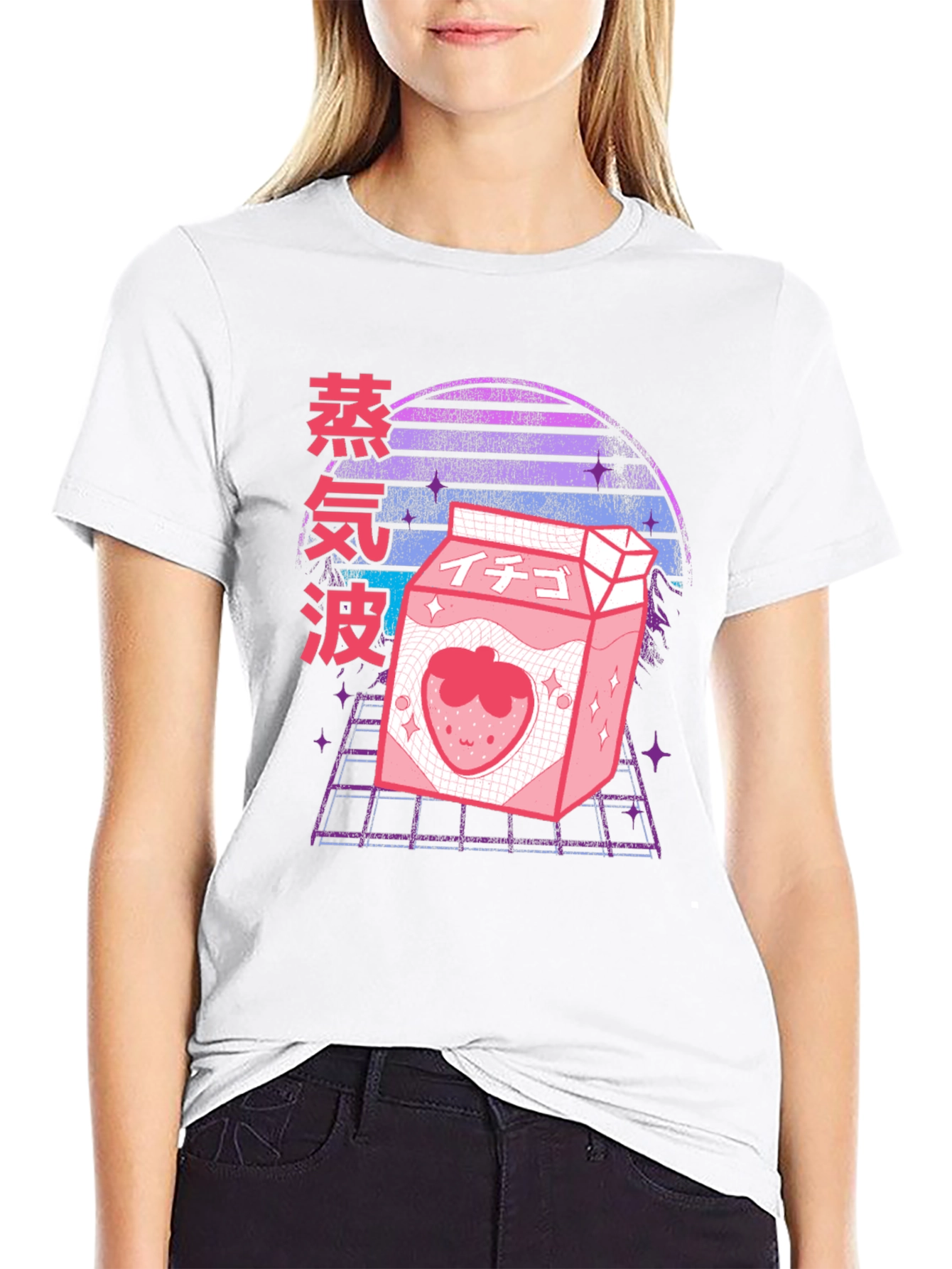 Vaporwave Strawberry Milk T-Shirt Anime