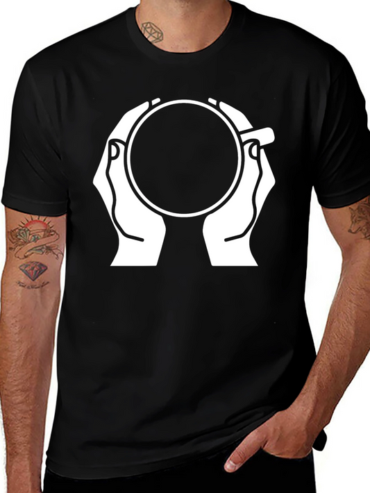Coffee Cup Hands Graphic T-Shirt - Stylish Black Tee