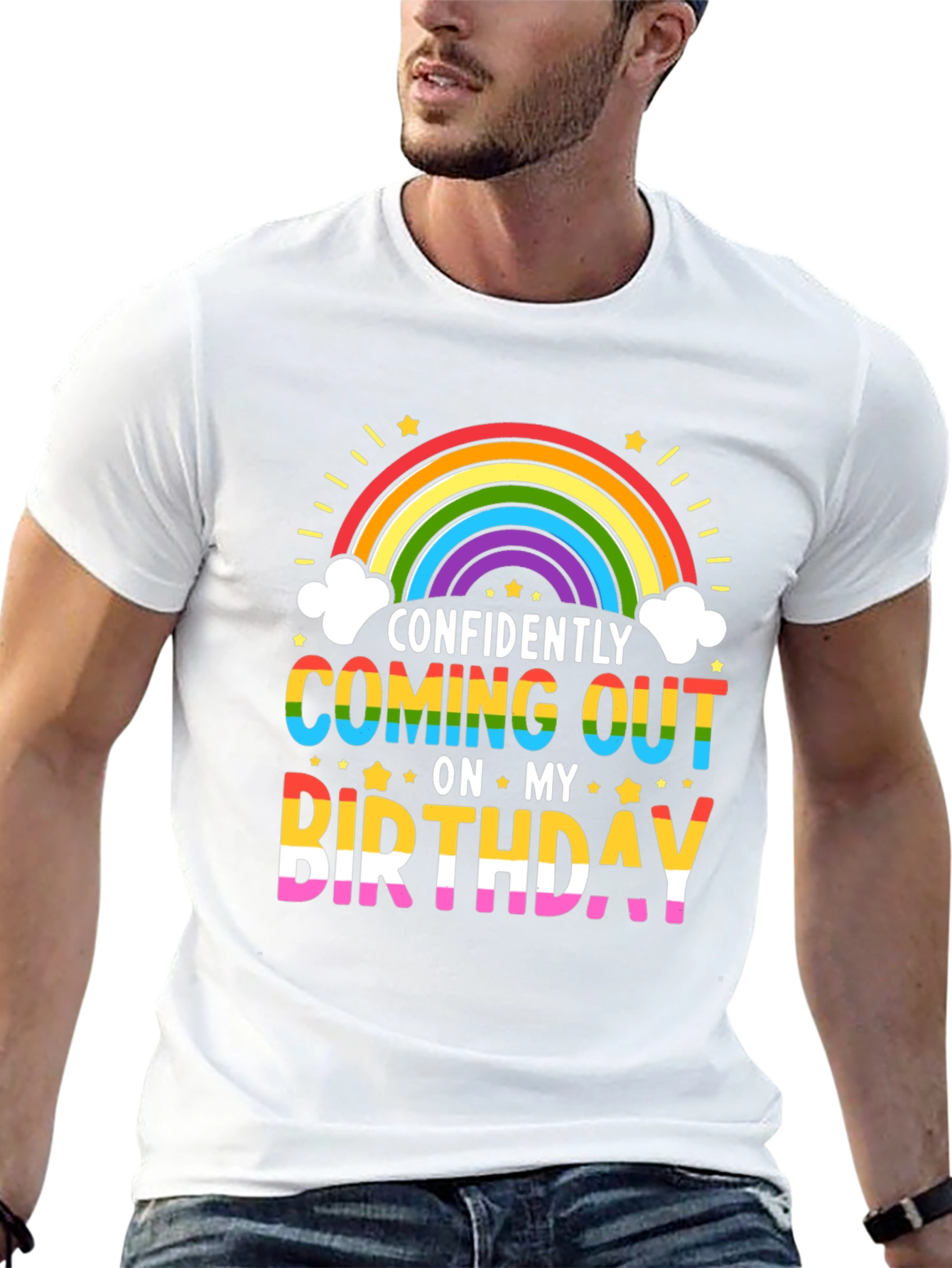 Confidently Coming Out On My Birthday Pride Rainbow T-Shirt