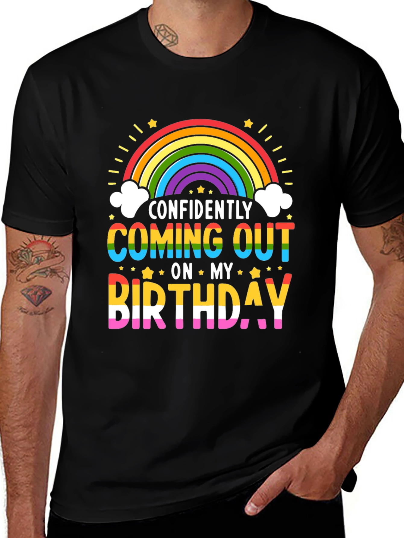 Confidently Coming Out On My Birthday Pride Rainbow T-Shirt