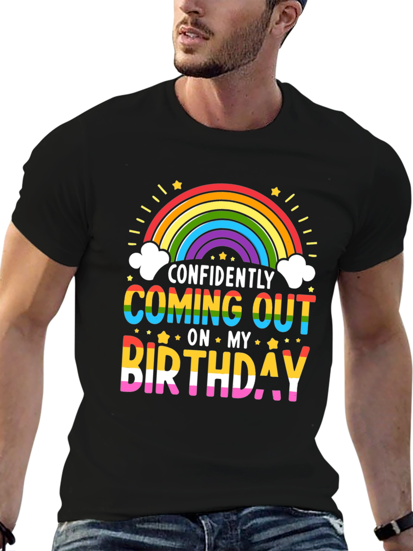 Confidently Coming Out On My Birthday Pride Rainbow T-Shirt