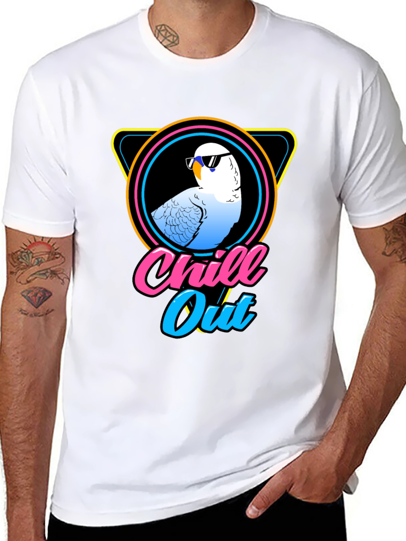 Chill Out Parrot T-Shirt - Cool Retro Design