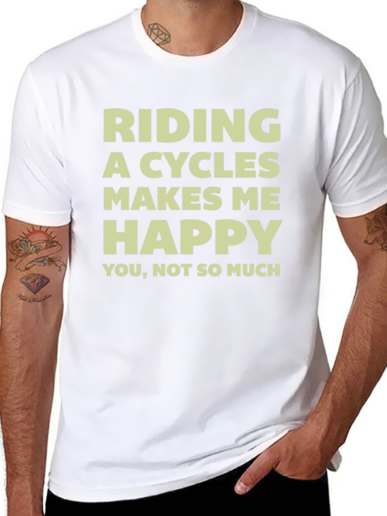 Funny Cycling T-Shirt: Riding Cycles Makes Me Happy