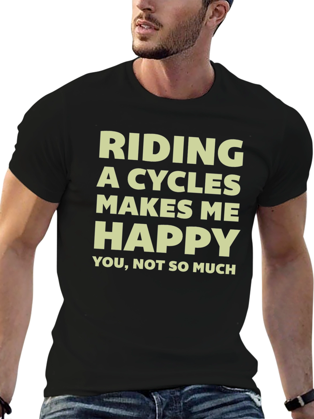 Funny Cycling T-Shirt: Riding Cycles Makes Me Happy