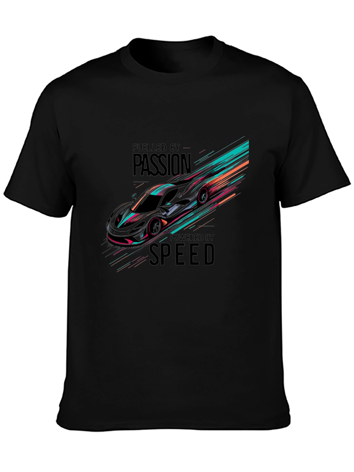 Fueled By Passion Car Graphic Black T-Shirt