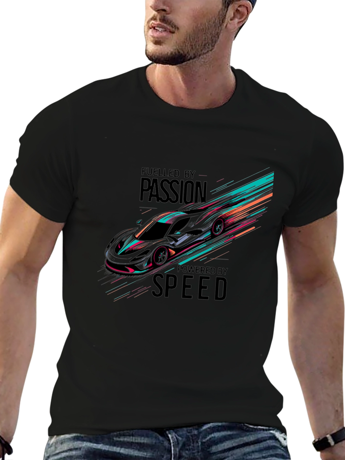 Fueled By Passion Car Graphic Black T-Shirt