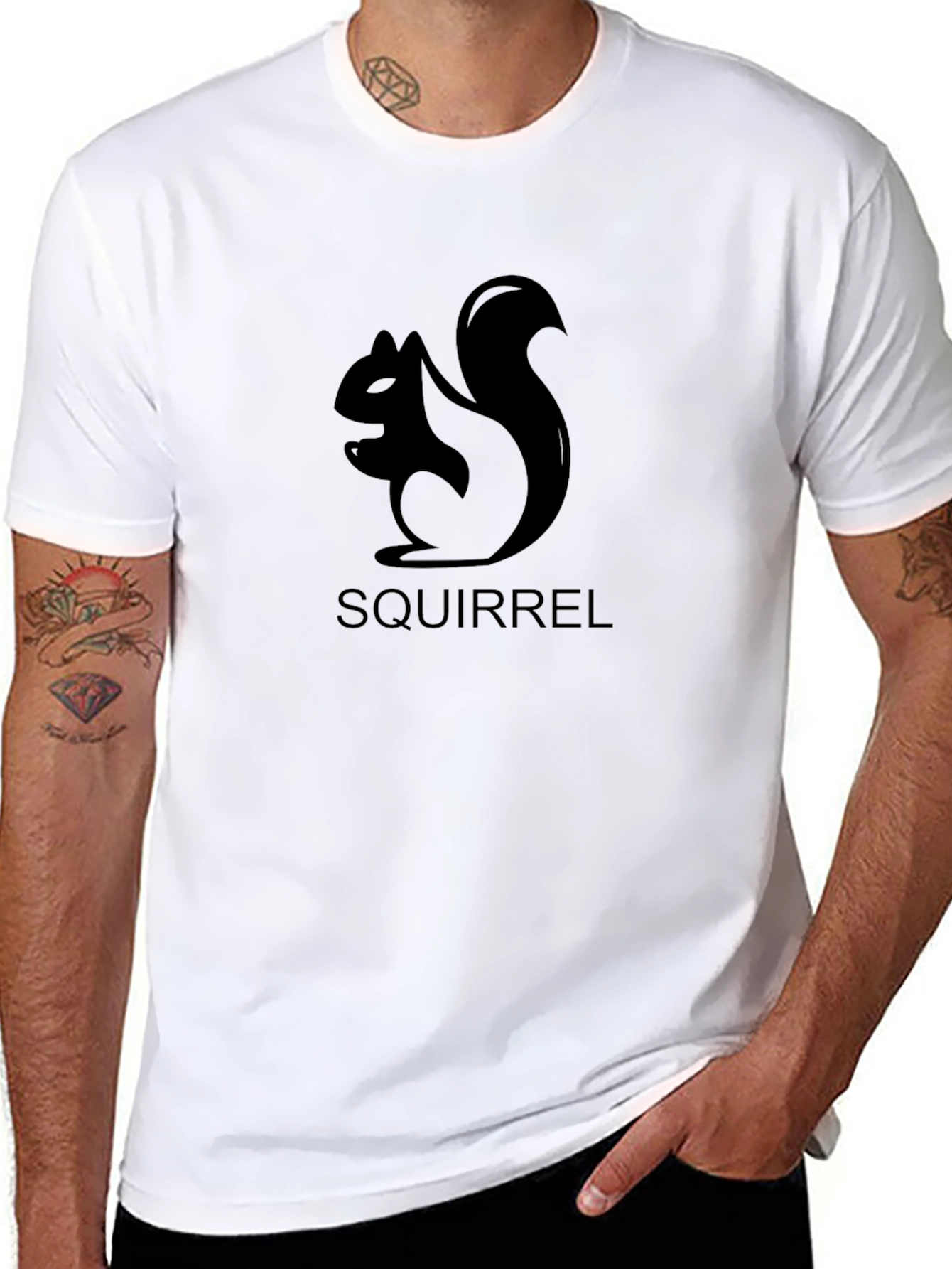 Squirrel Graphic Tee - Black Cotton T-Shirt