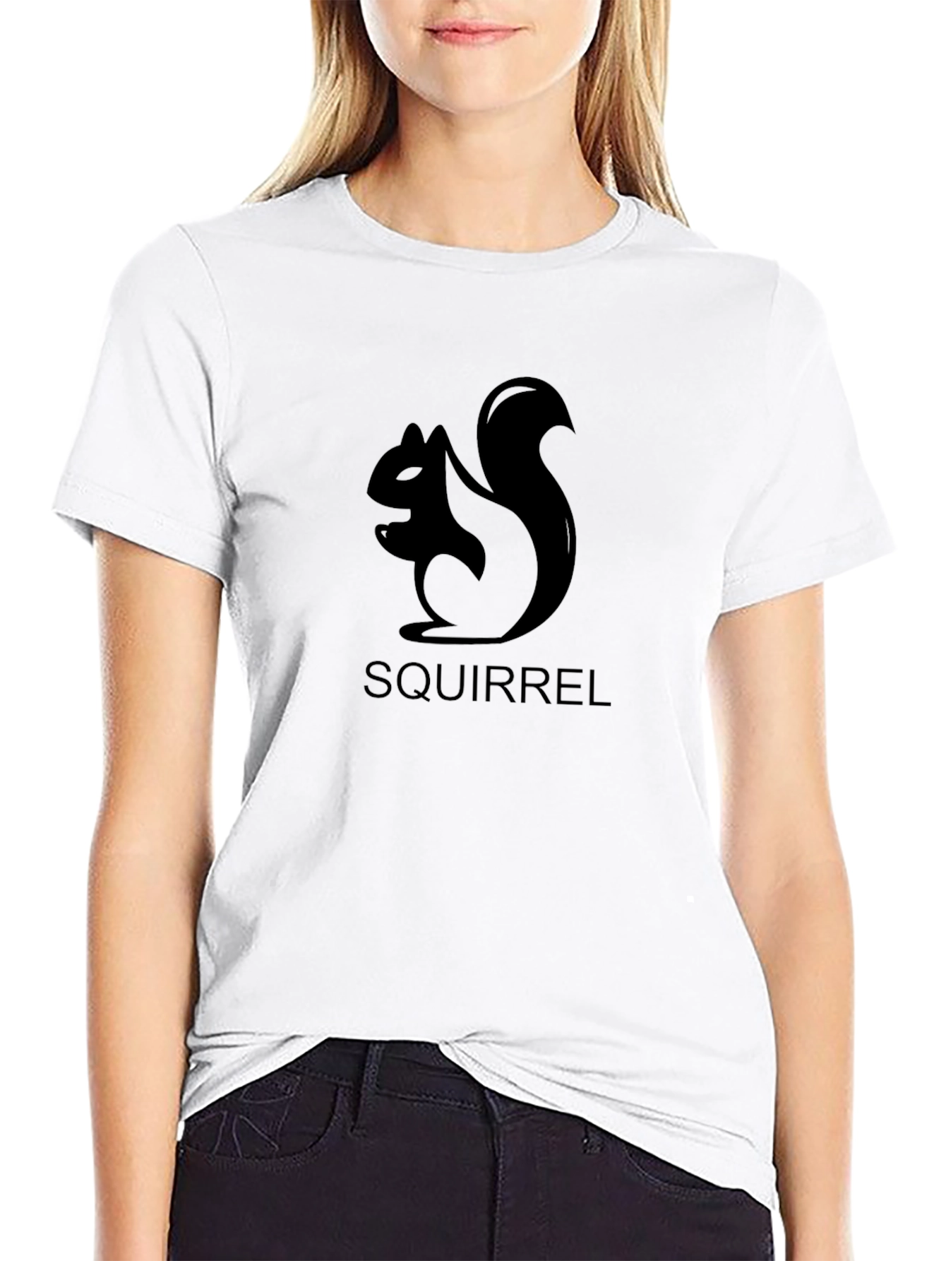 Squirrel Graphic Tee - Black Cotton T-Shirt