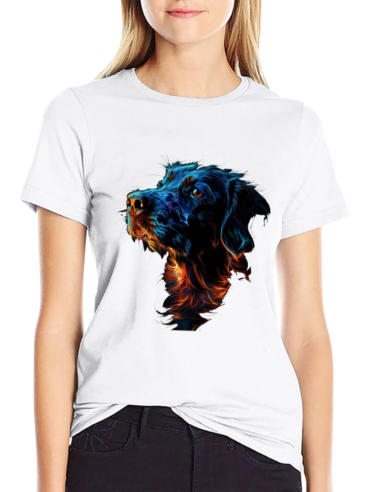 Dog Art Graphic Print Black T-Shirt