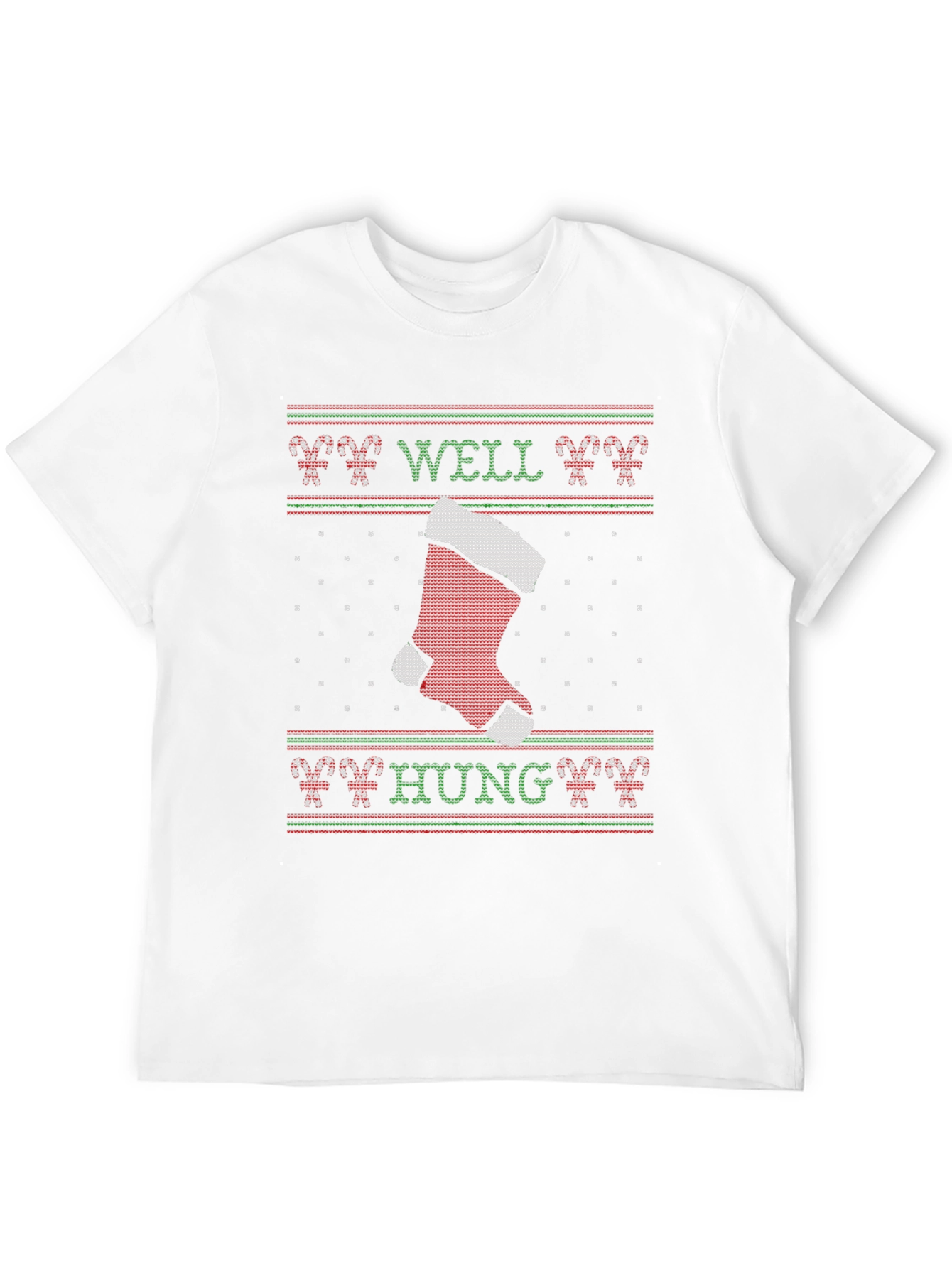 Well Hung Christmas Stocking T-Shirt - Funny Xmas Tee