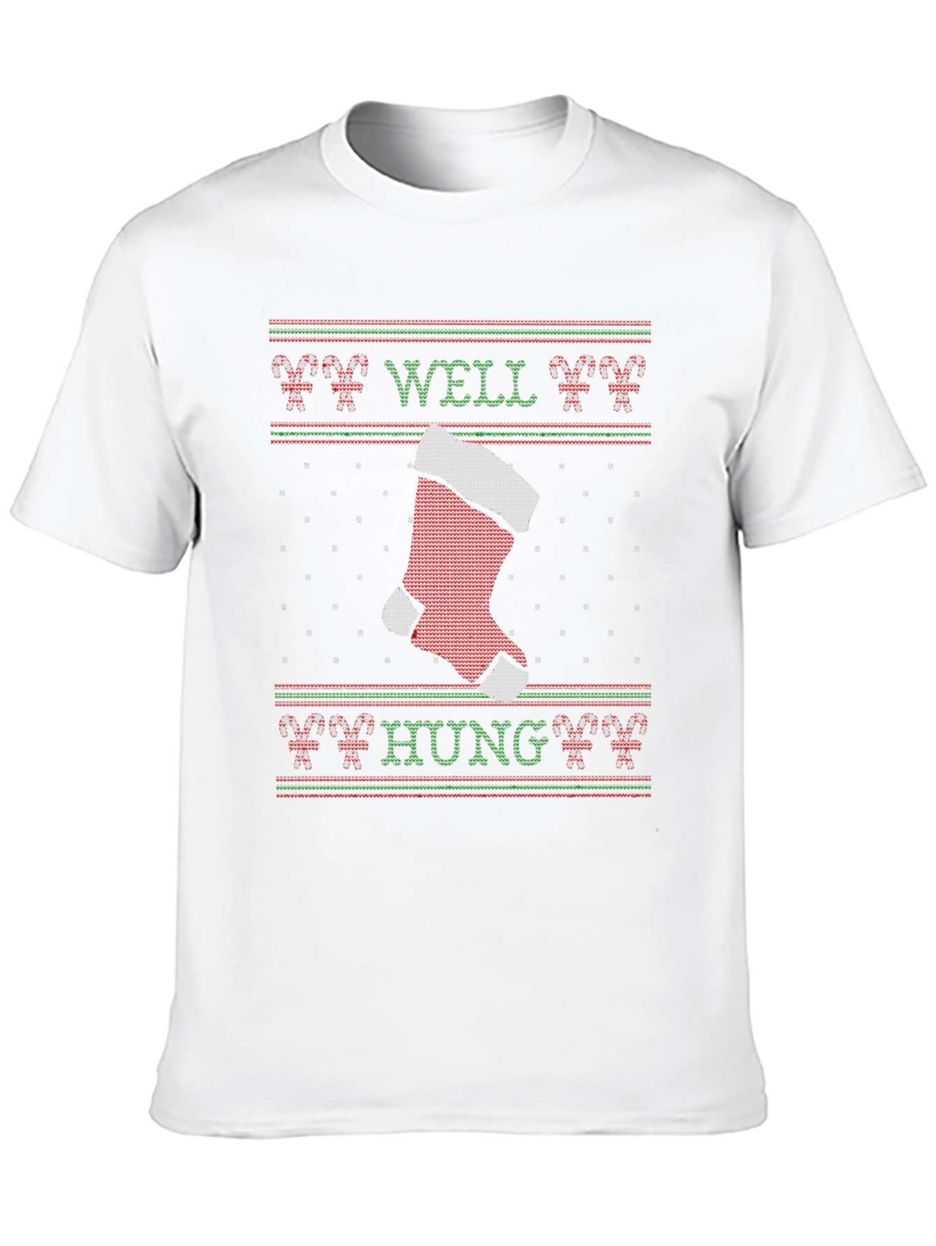 Well Hung Christmas Stocking T-Shirt - Funny Xmas Tee