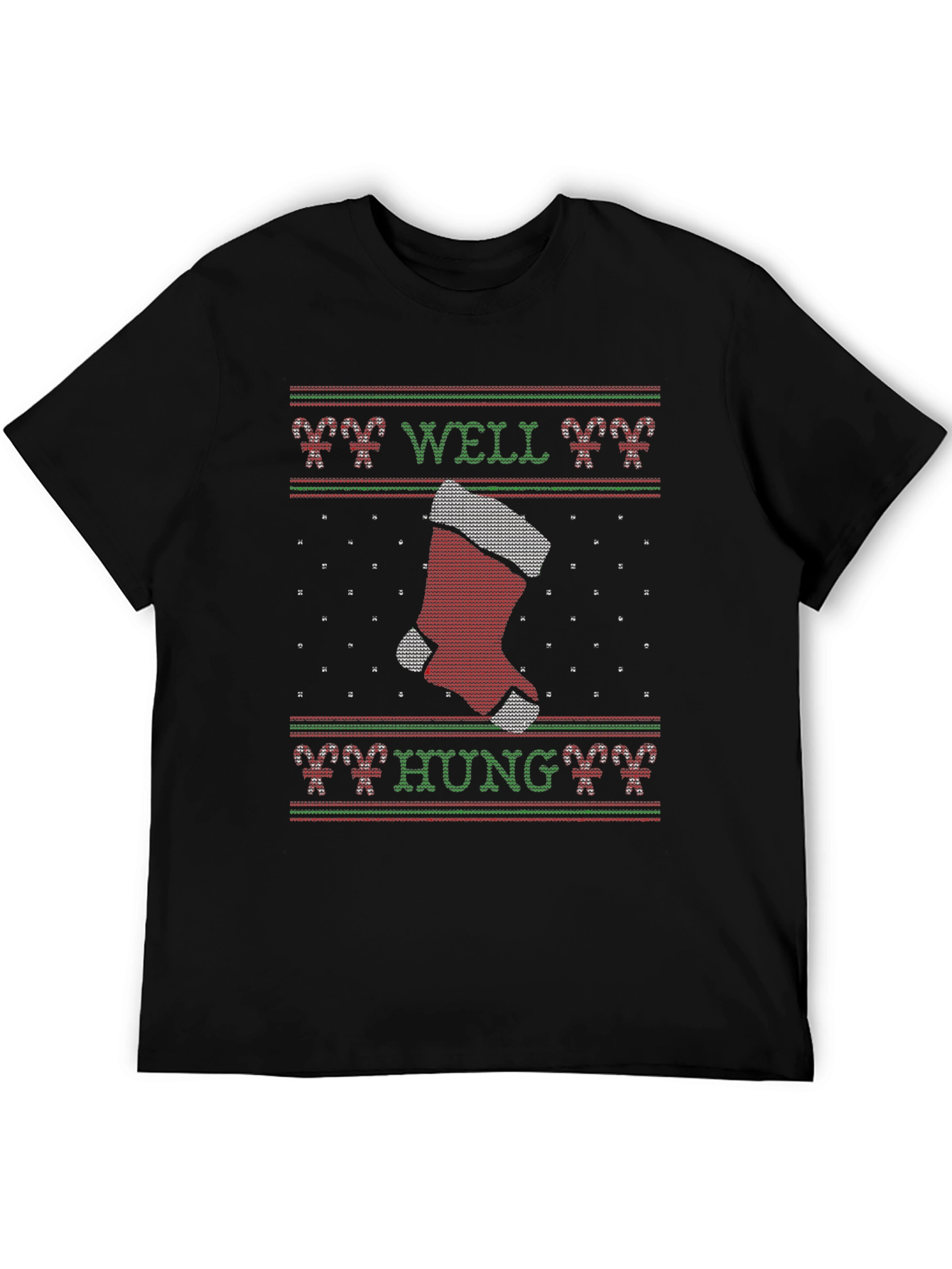 Well Hung Christmas Stocking T-Shirt - Funny Xmas Tee