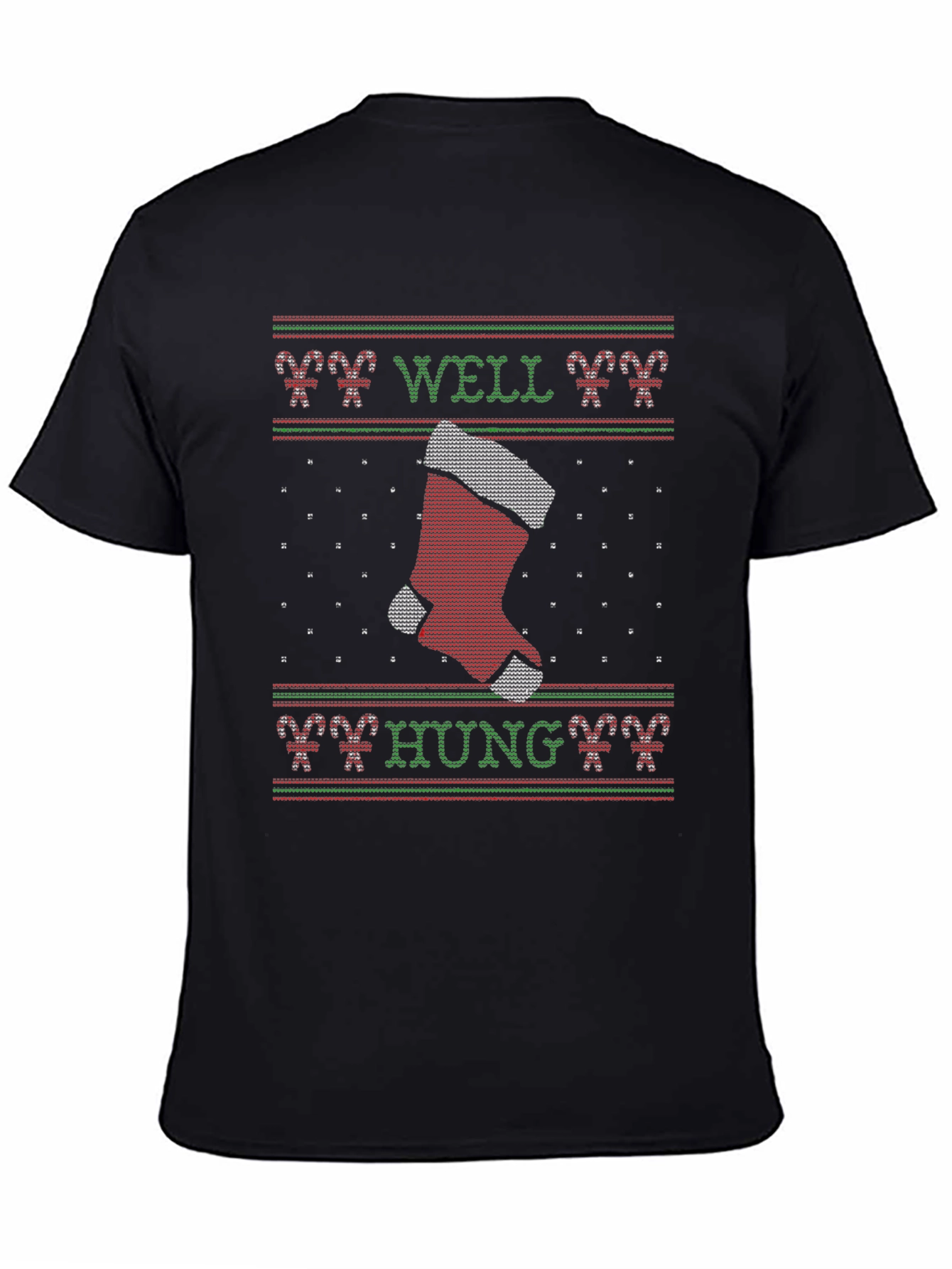 Well Hung Christmas Stocking T-Shirt - Funny Xmas Tee