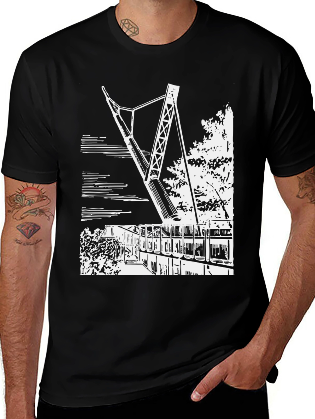 Modern Art Print Black T-Shirt