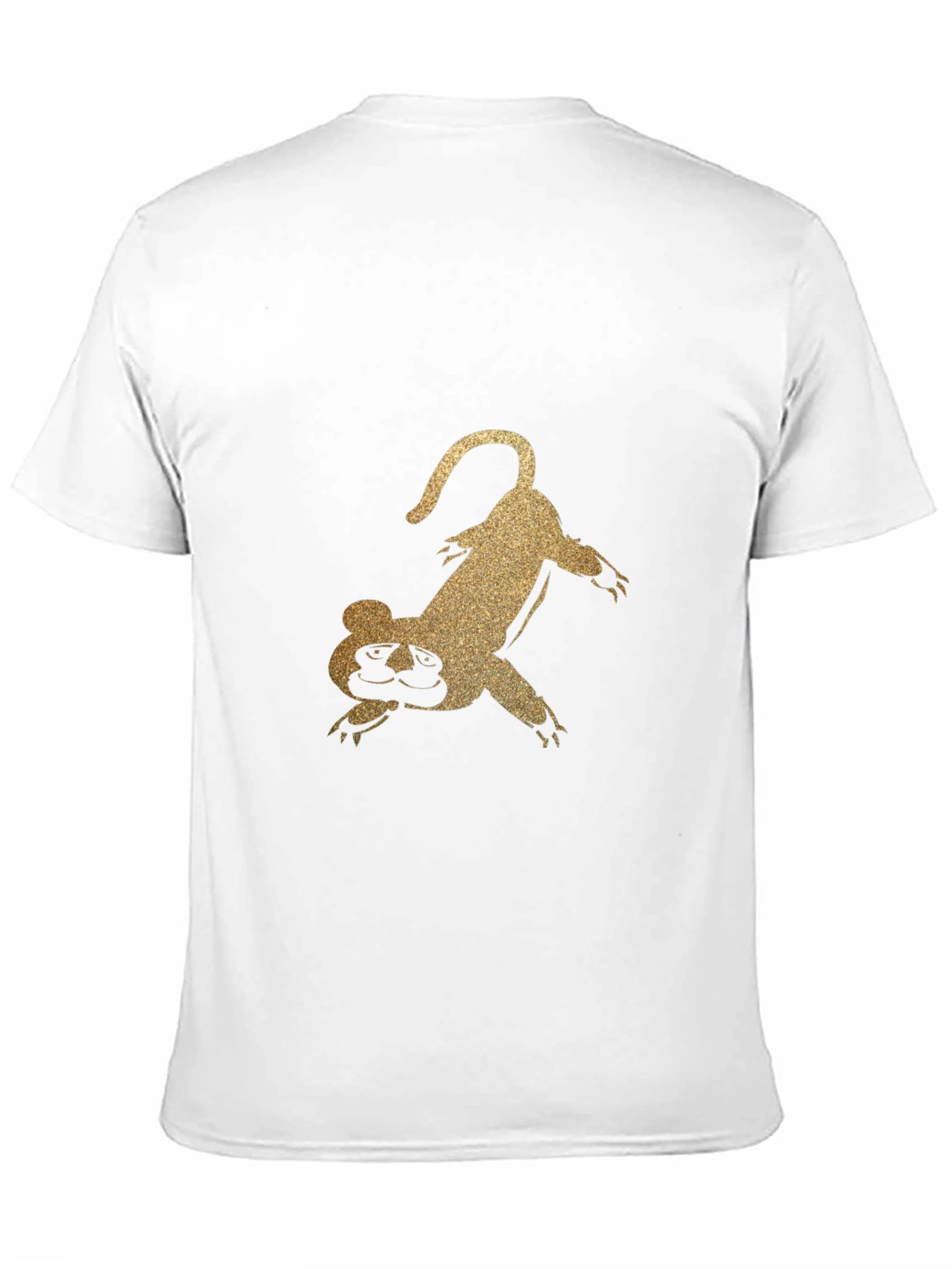 Golden Glitter Lemur Graphic Black T-Shirt