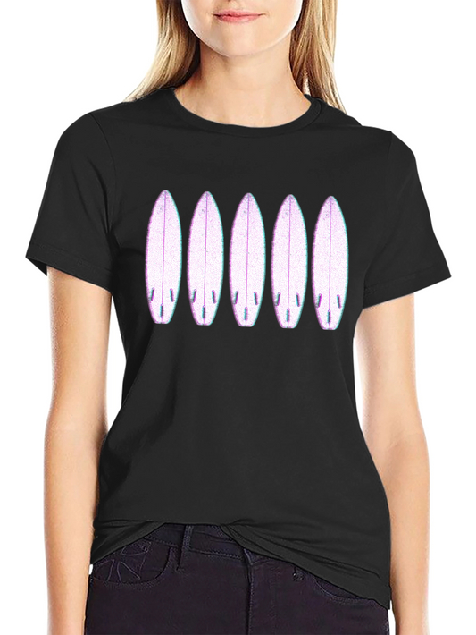 Surfboard Graphic Tee - Black Cotton T-Shirt