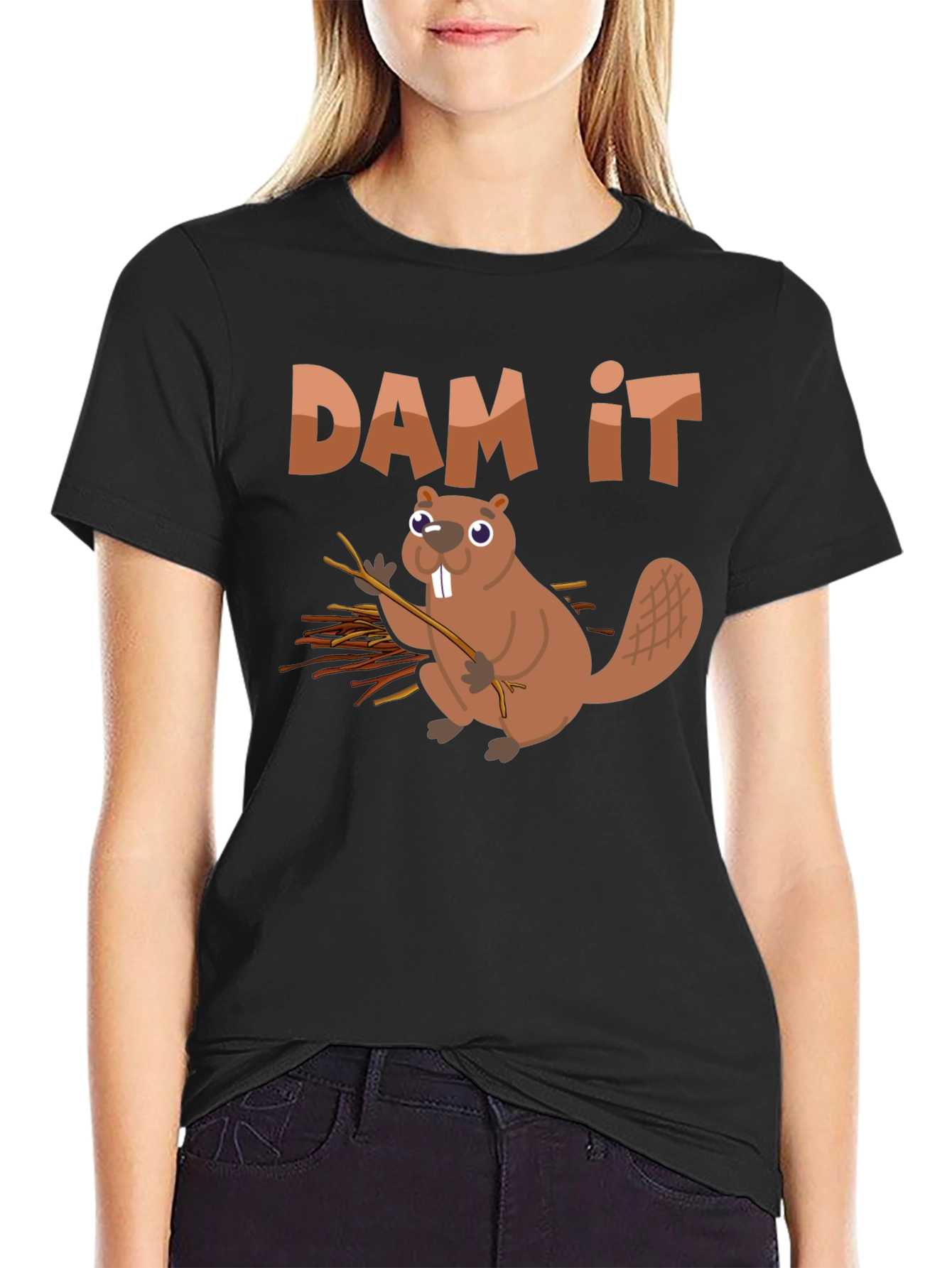 Funny Beaver Dam It Graphic T-Shirt