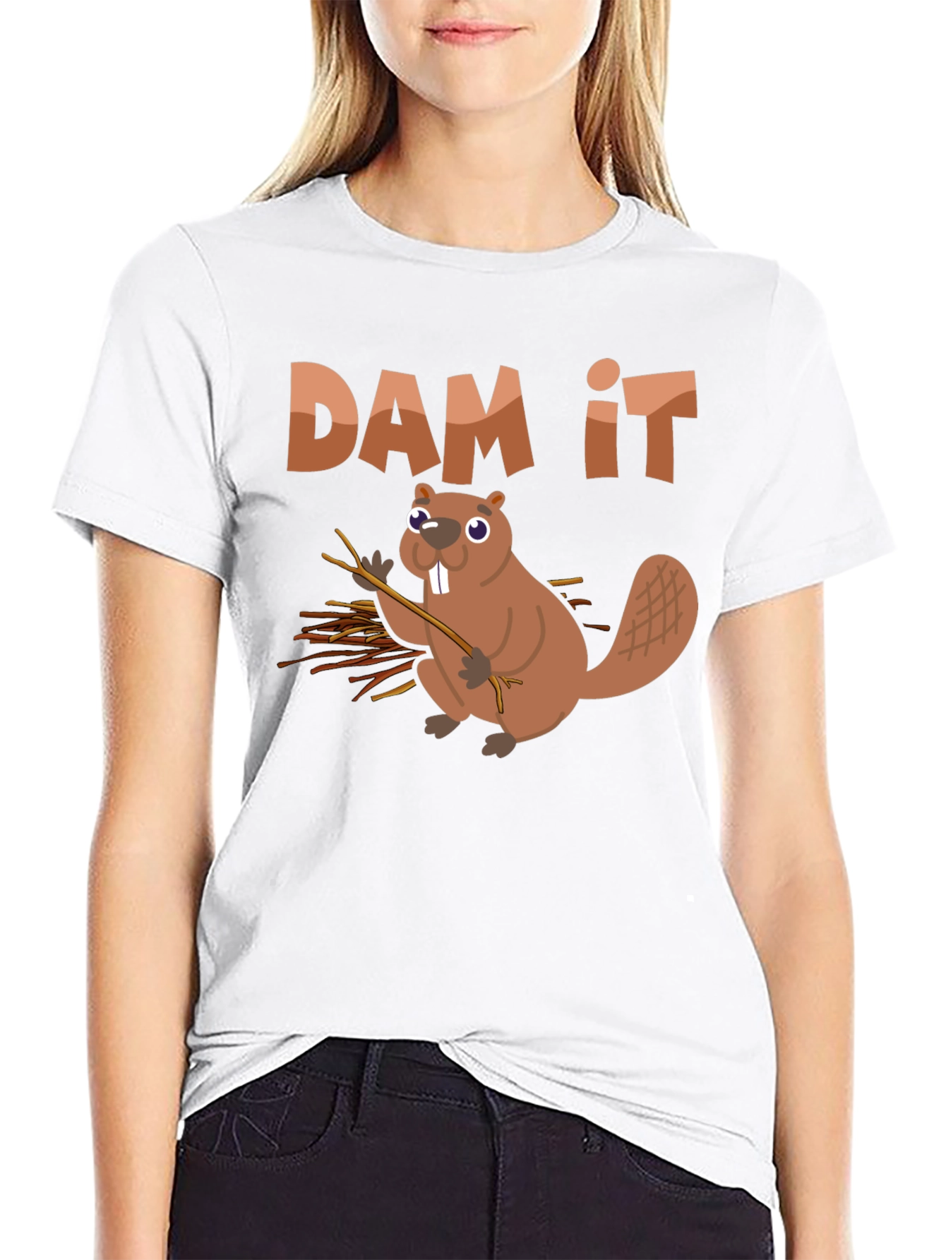 Funny Beaver Dam It Graphic T-Shirt