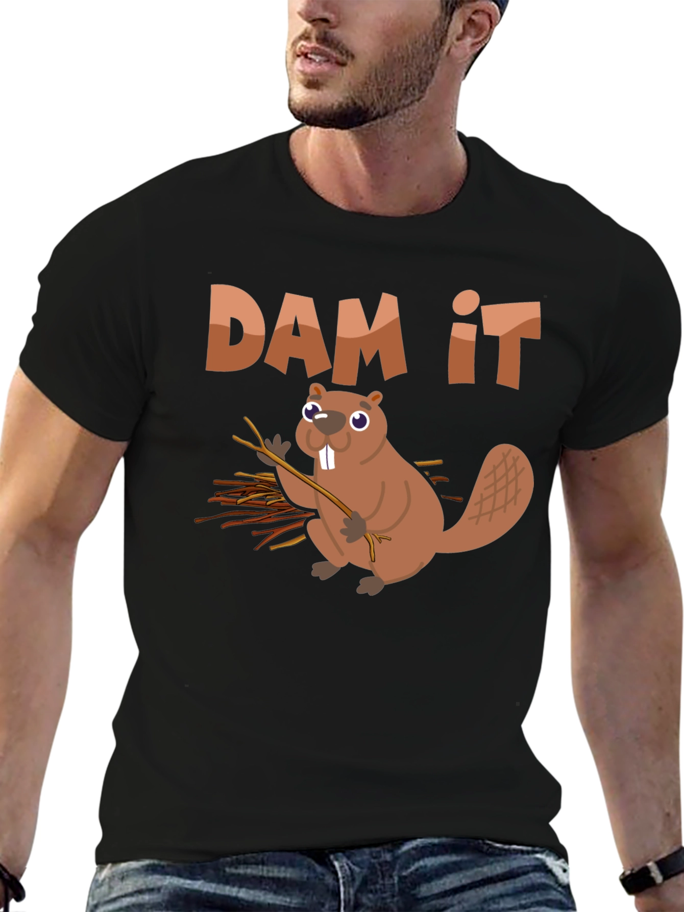 Funny Beaver Dam It Graphic T-Shirt