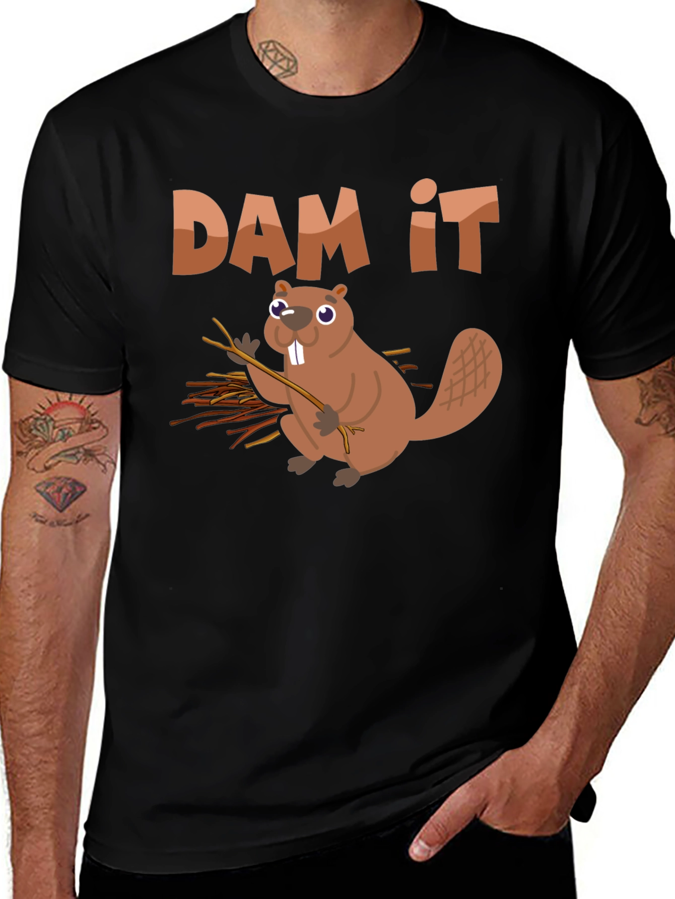 Funny Beaver Dam It Graphic T-Shirt