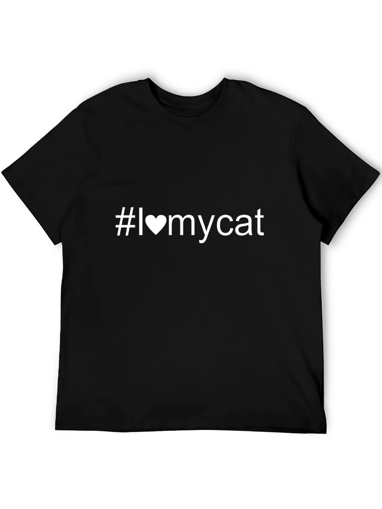 I Love My Cat T-Shirt Black Cotton