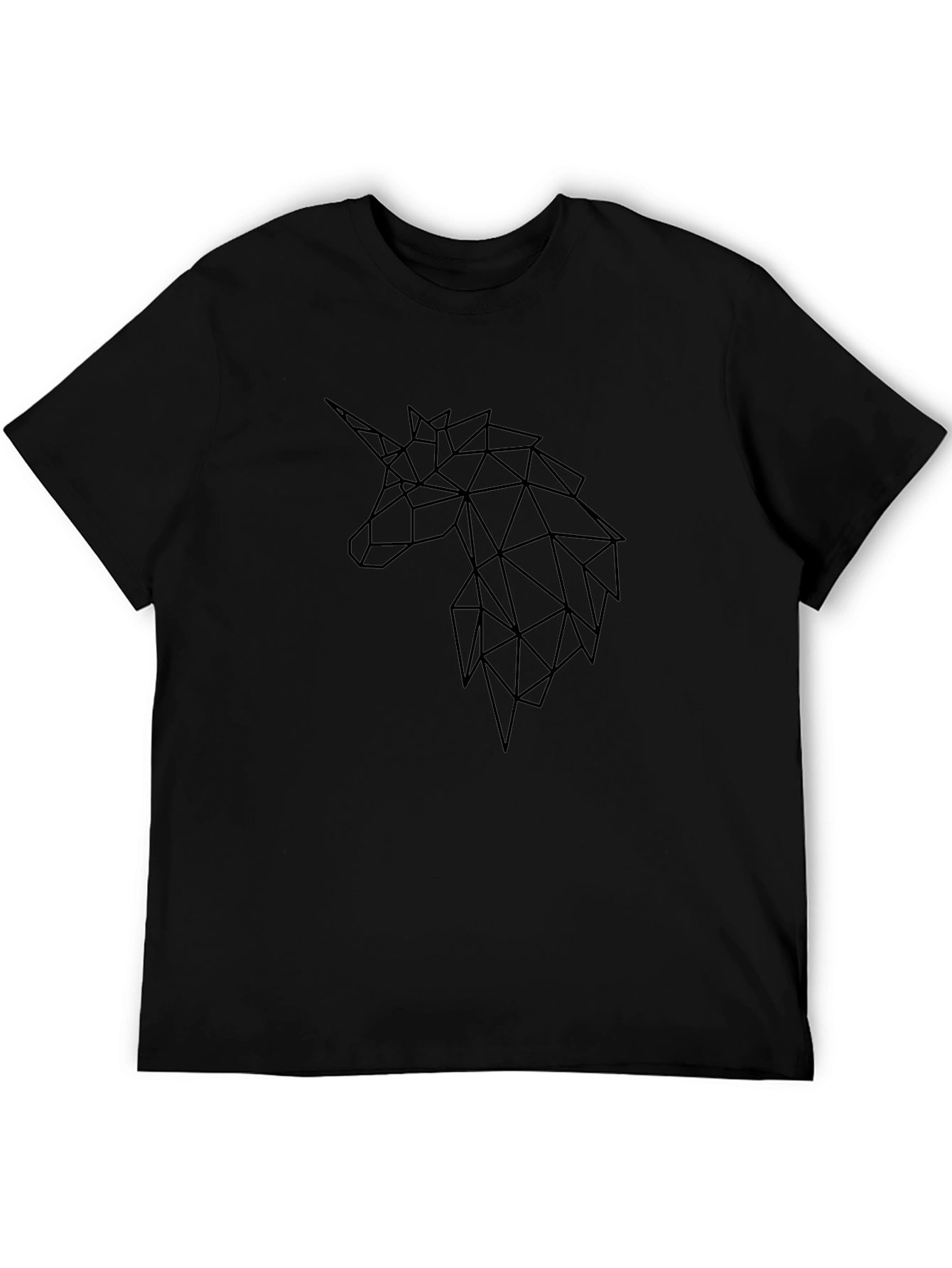 Geometric Unicorn Graphic T-Shirt - Black