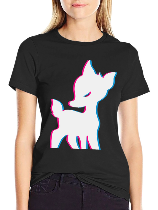 Deer Glitch Tee - Black Graphic T-Shirt