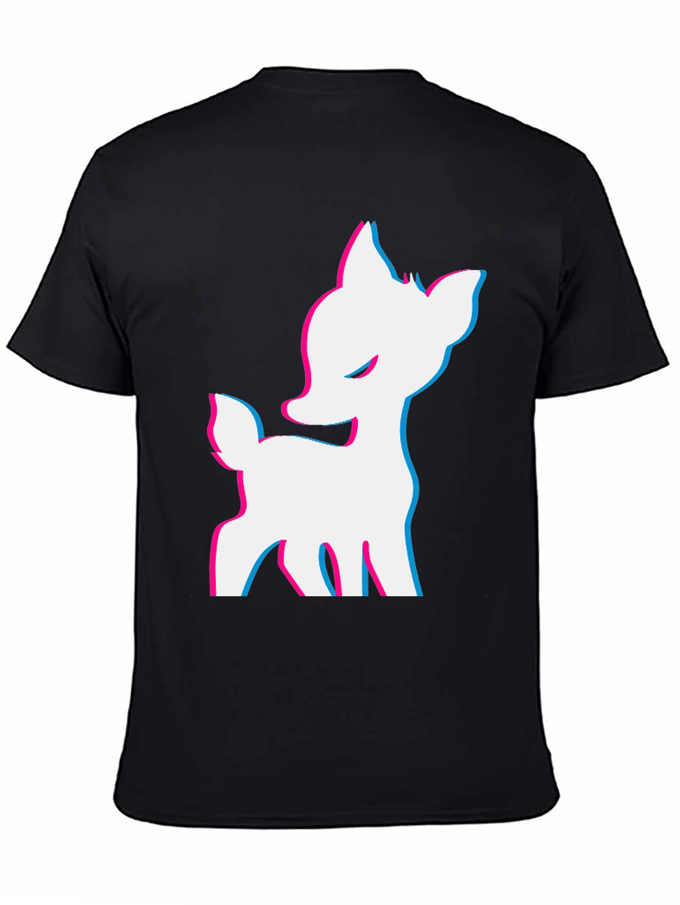 Deer Glitch Tee - Black Graphic T-Shirt