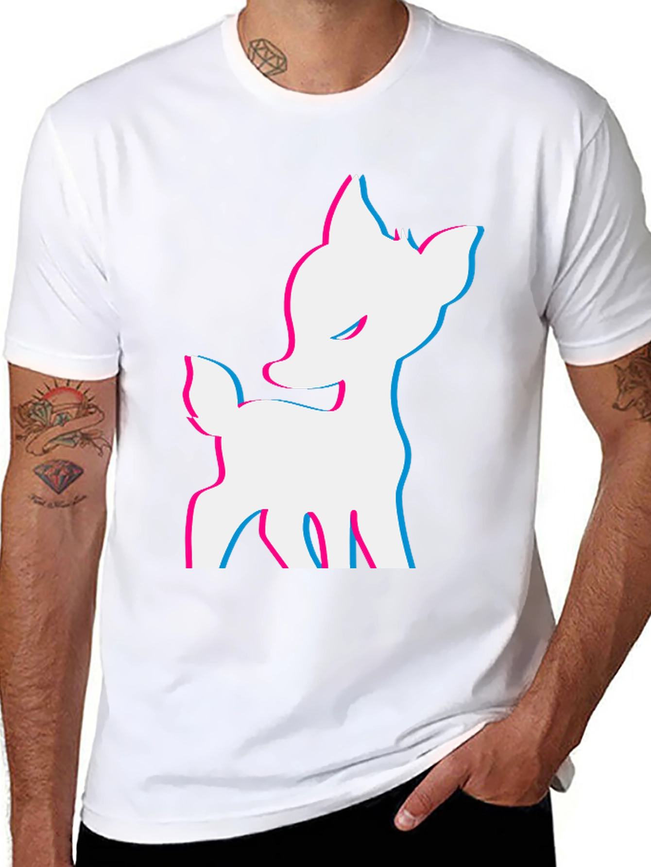 Deer Glitch Tee - Black Graphic T-Shirt