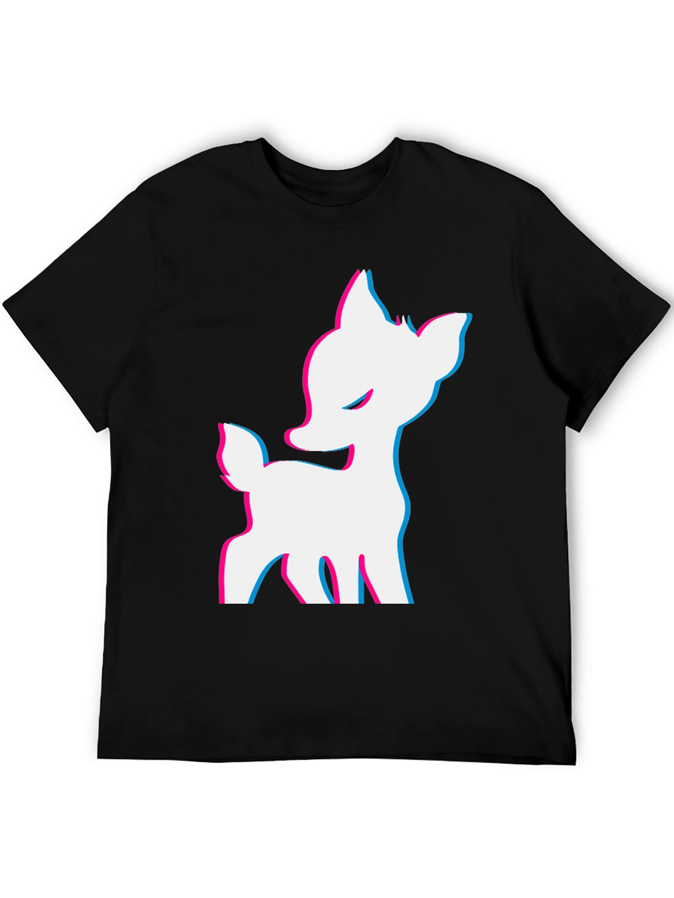 Deer Glitch Tee - Black Graphic T-Shirt