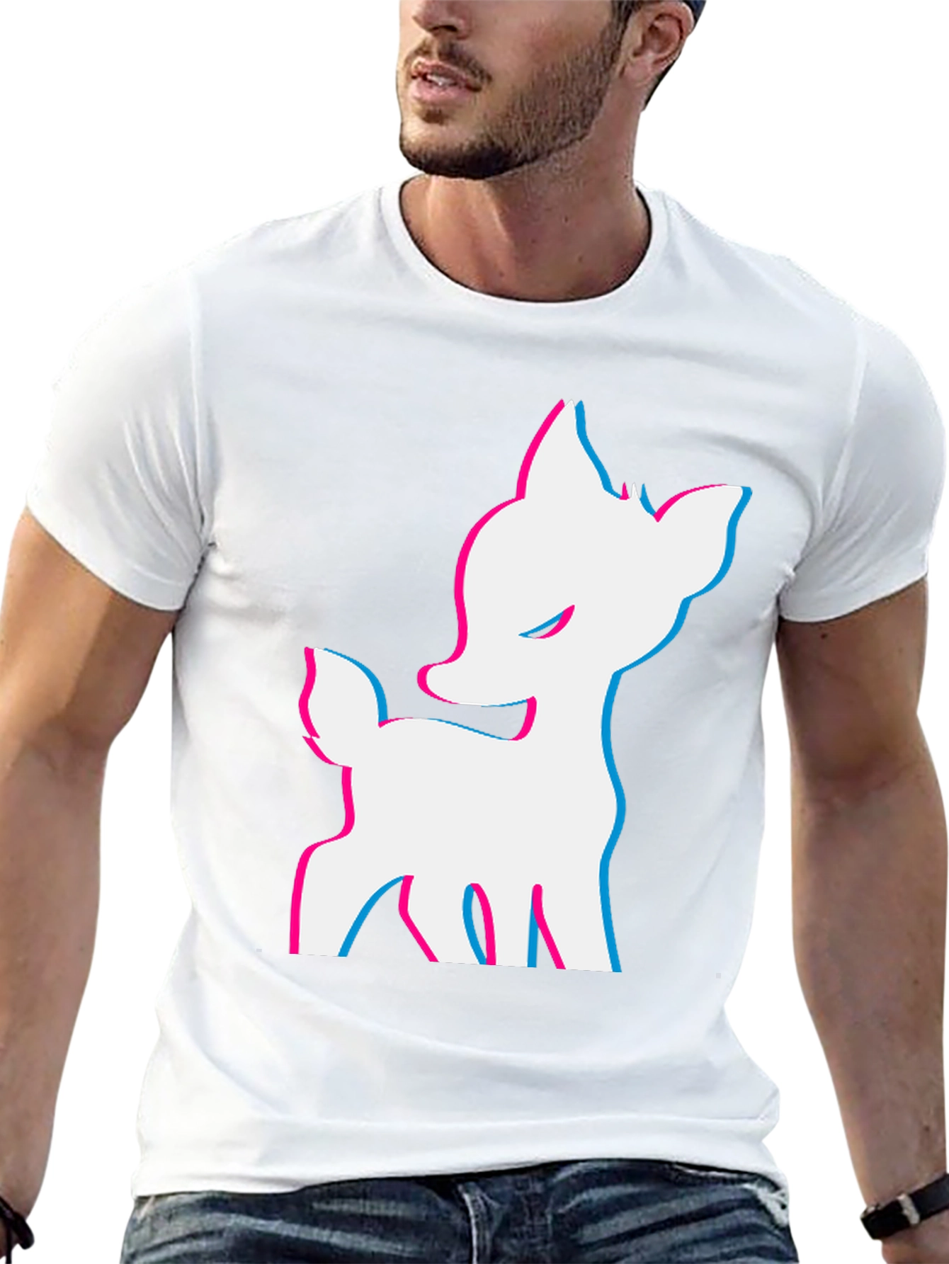 Deer Glitch Tee - Black Graphic T-Shirt