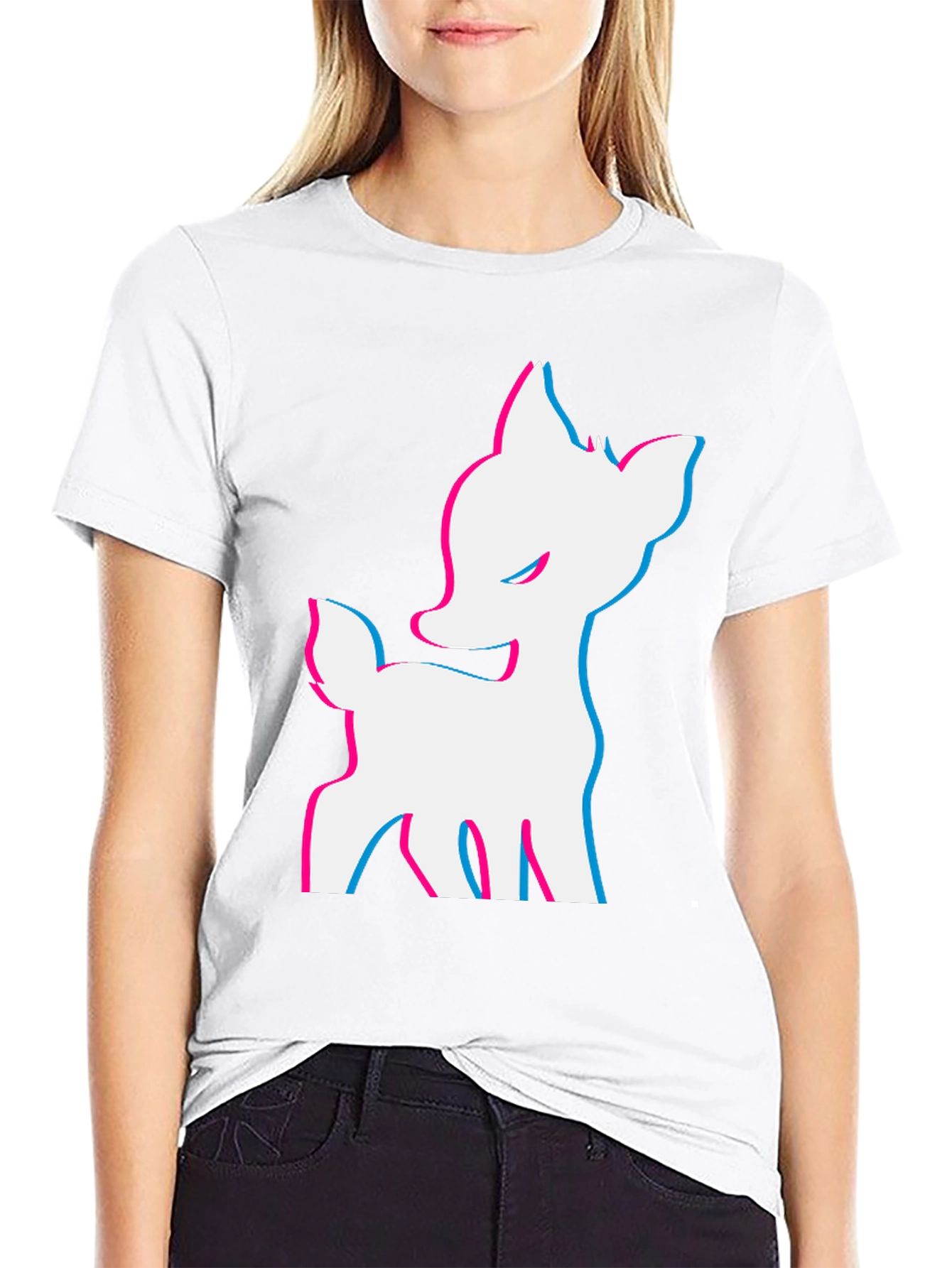 Deer Glitch Tee - Black Graphic T-Shirt