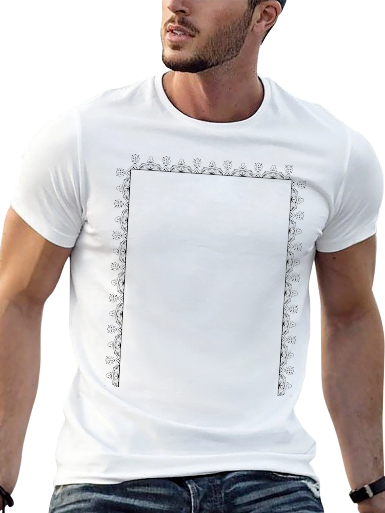 Classic Black Tee with Intricate Trim