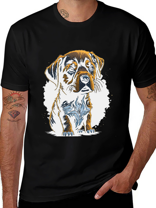 Puppy Graphic Tee - Mens Casual Black T-Shirt