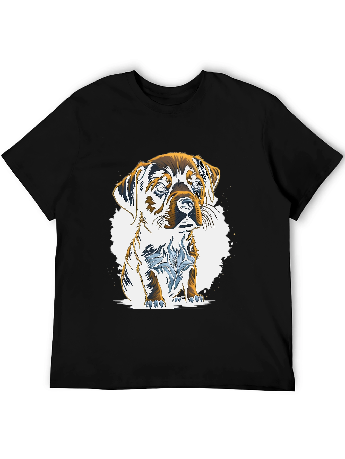 Puppy Graphic Tee - Mens Casual Black T-Shirt