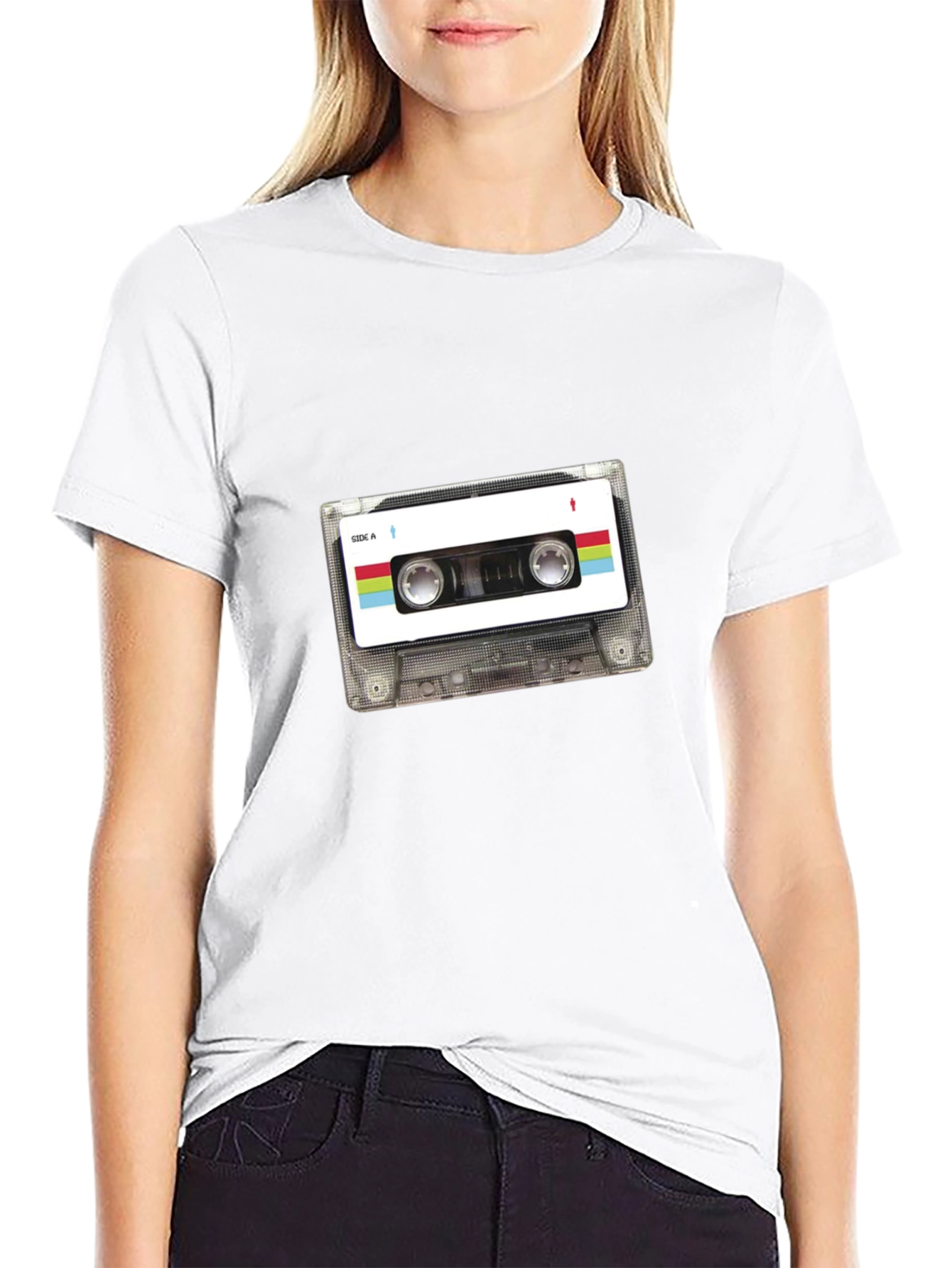 Retro Cassette Tape Graphic Tee - Black