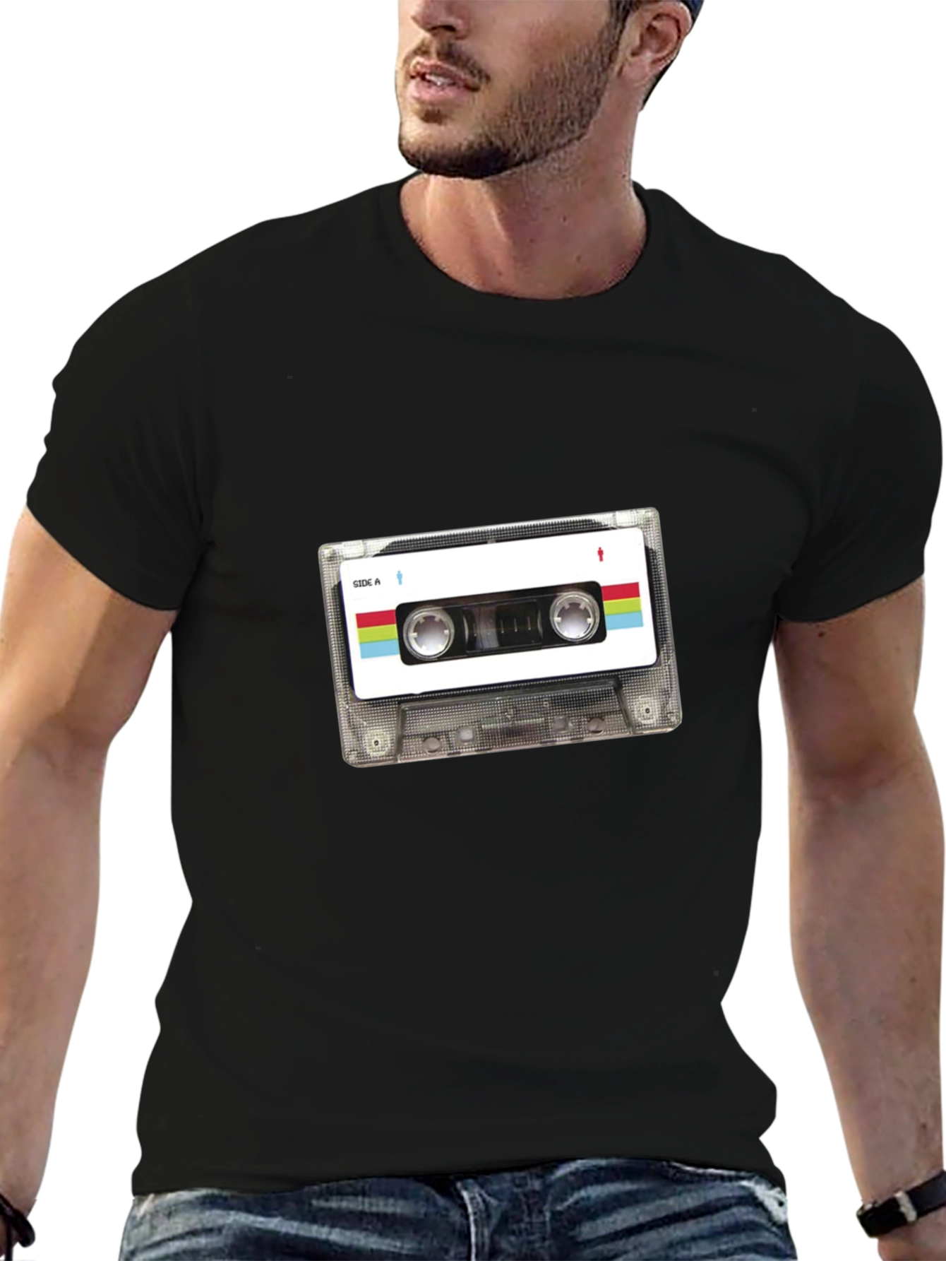 Retro Cassette Tape Graphic Tee - Black