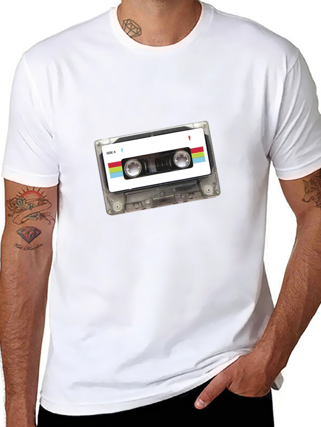 Retro Cassette Tape Graphic Tee - Black