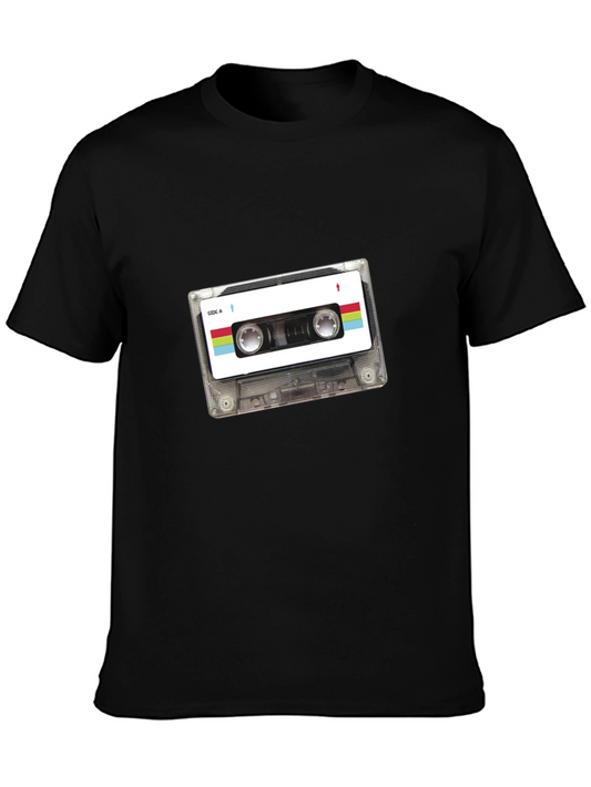 Retro Cassette Tape Graphic Tee - Black