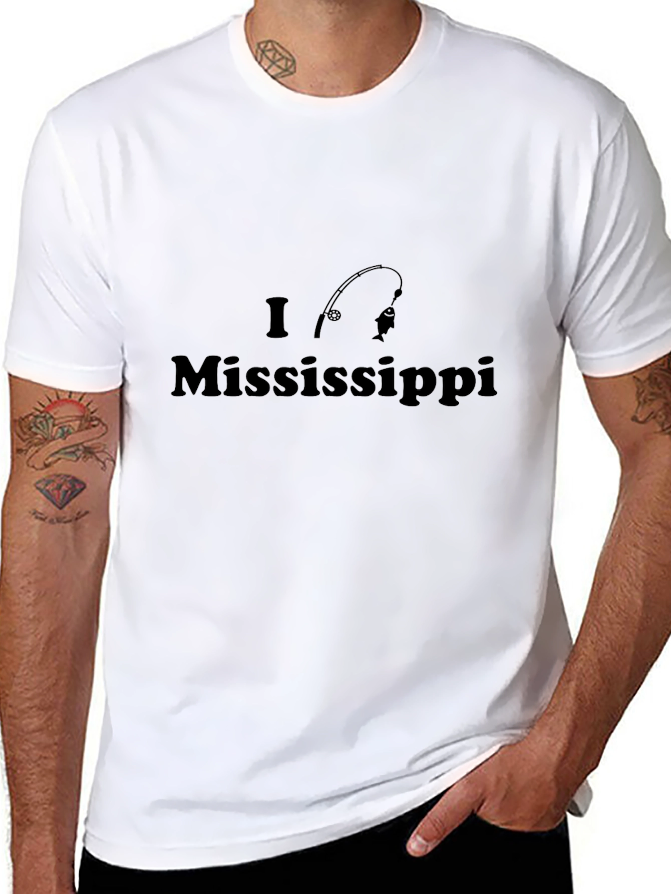 I Love Mississippi Fishing T-Shirt - Black