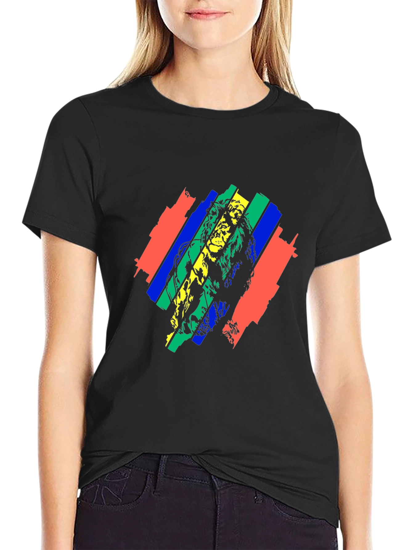 Rasta Lion Graphic Tee - Black