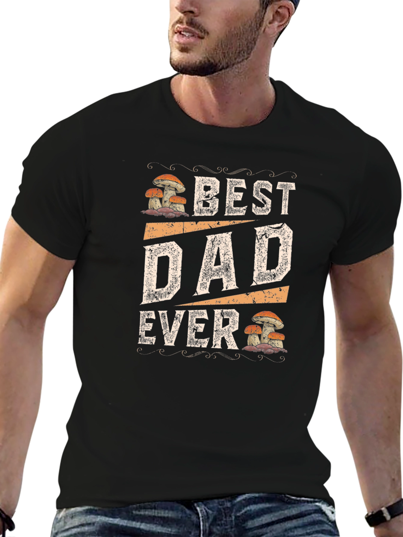 Best Dad Ever Mushroom Graphic T-Shirt
