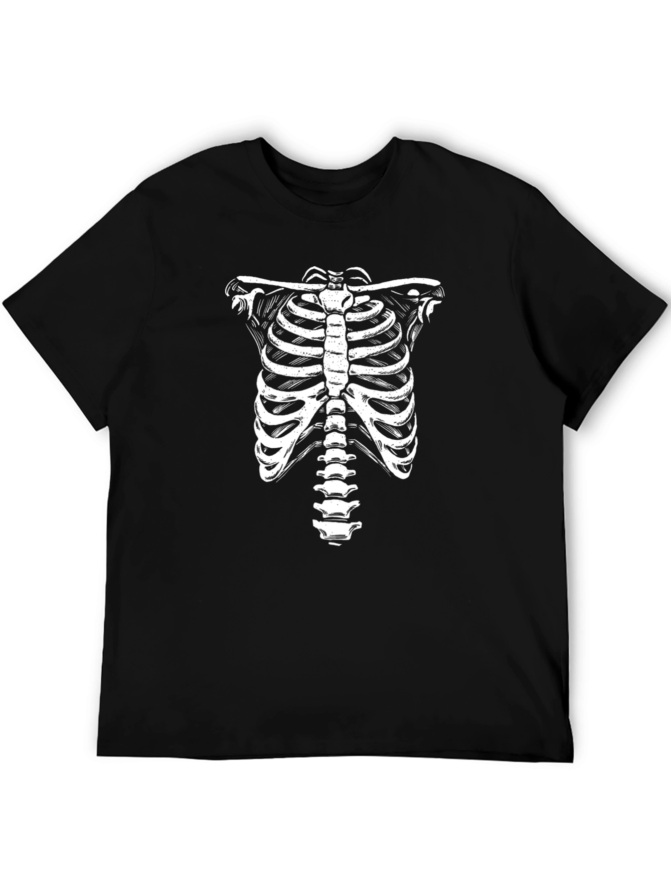 Skeleton Ribcage Graphic Tee - Black Cotton T-Shirt