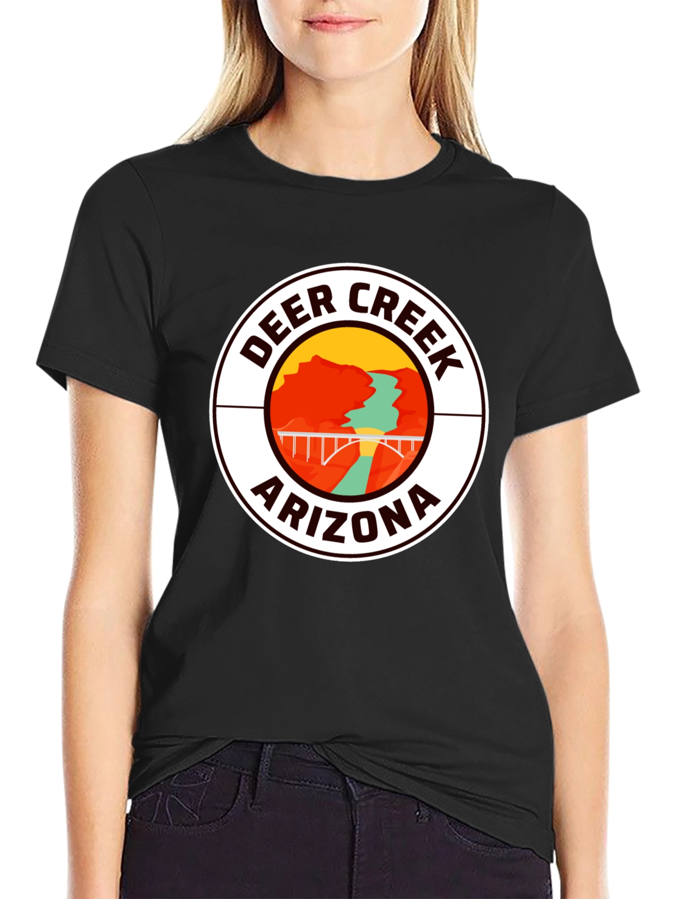 Deer Creek Arizona Graphic Tee - Black Cotton T-Shirt