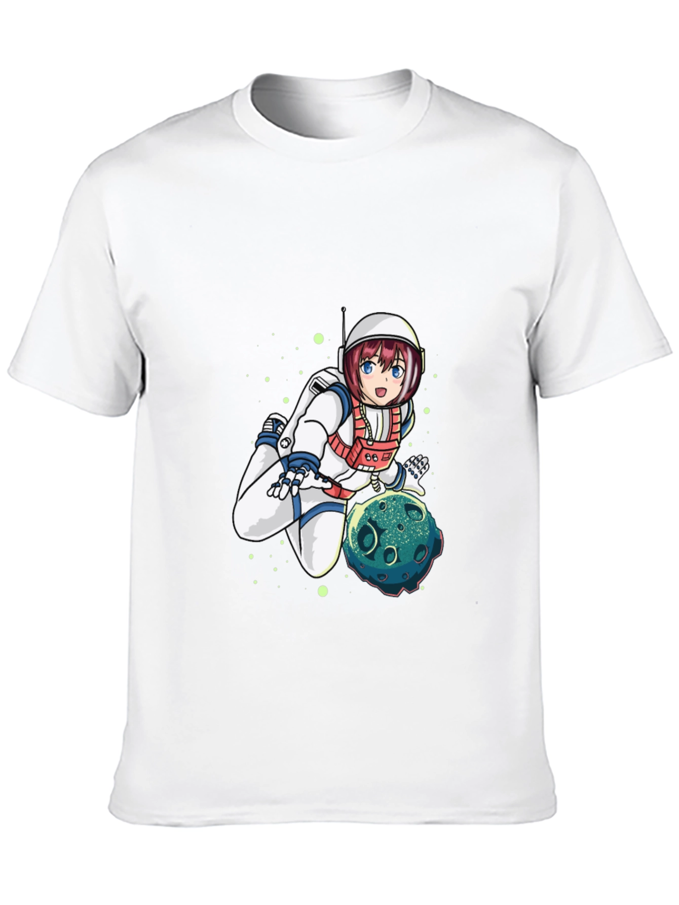 Astronaut Anime Graphic Tee - Black Cotton T-Shirt