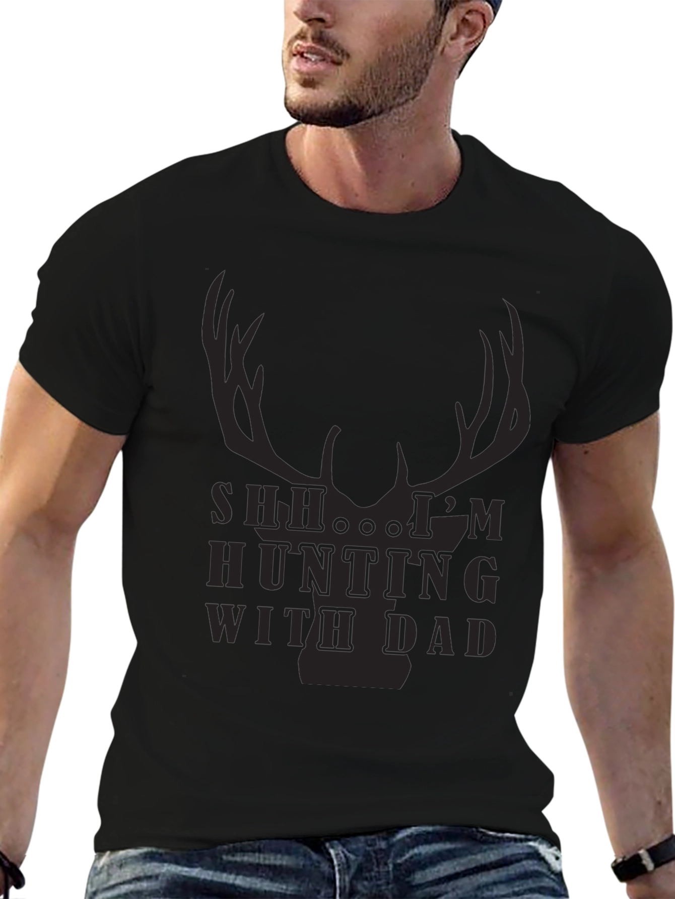 Hunting With Dad T-Shirt - Deer Antler Design
